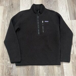 Patagonia Fleece 1/4 Zip Pullover Sweatshirt Mens Small Black Outdoors